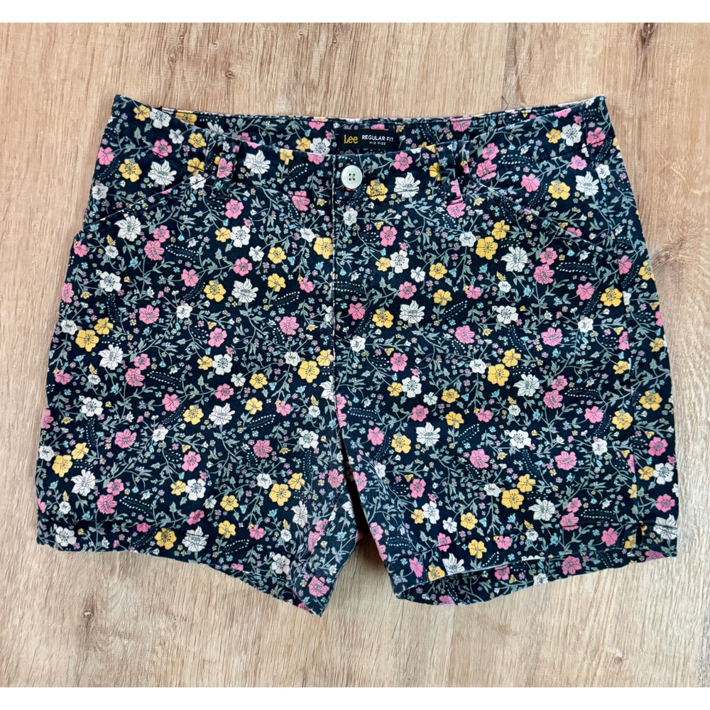 Lee Floral Shorts Regular Fit Mid Rise Size 14 MED